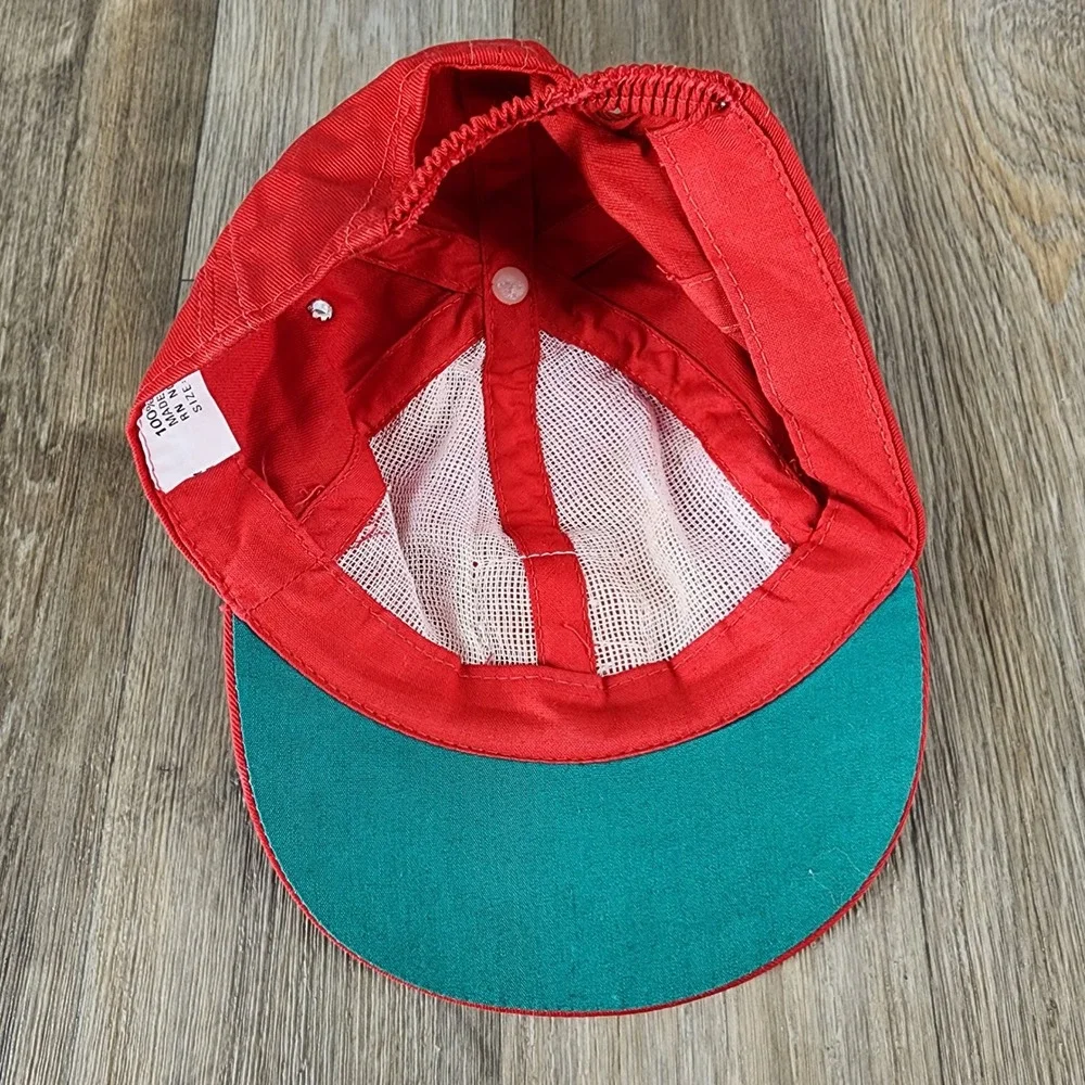 Vintage‎ Junior Leaguer Kids Red Baseball Cap Hat Size 2/4 Cotton Elastic Back